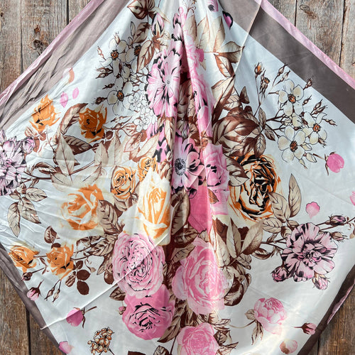 35X35" Pretty In Pink Roses Wild Rag/Scarf WR40