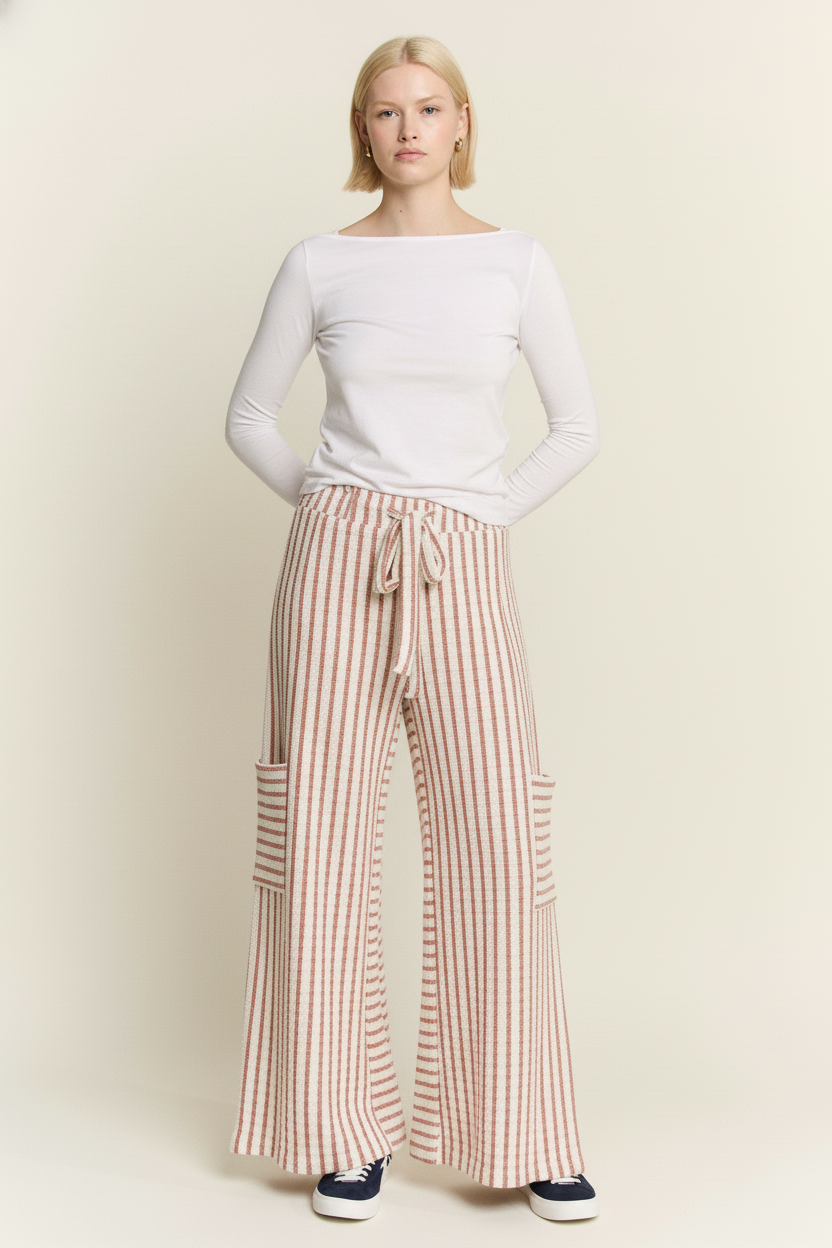 STRIPE WIDE LEG PANTS CREAM EDITION