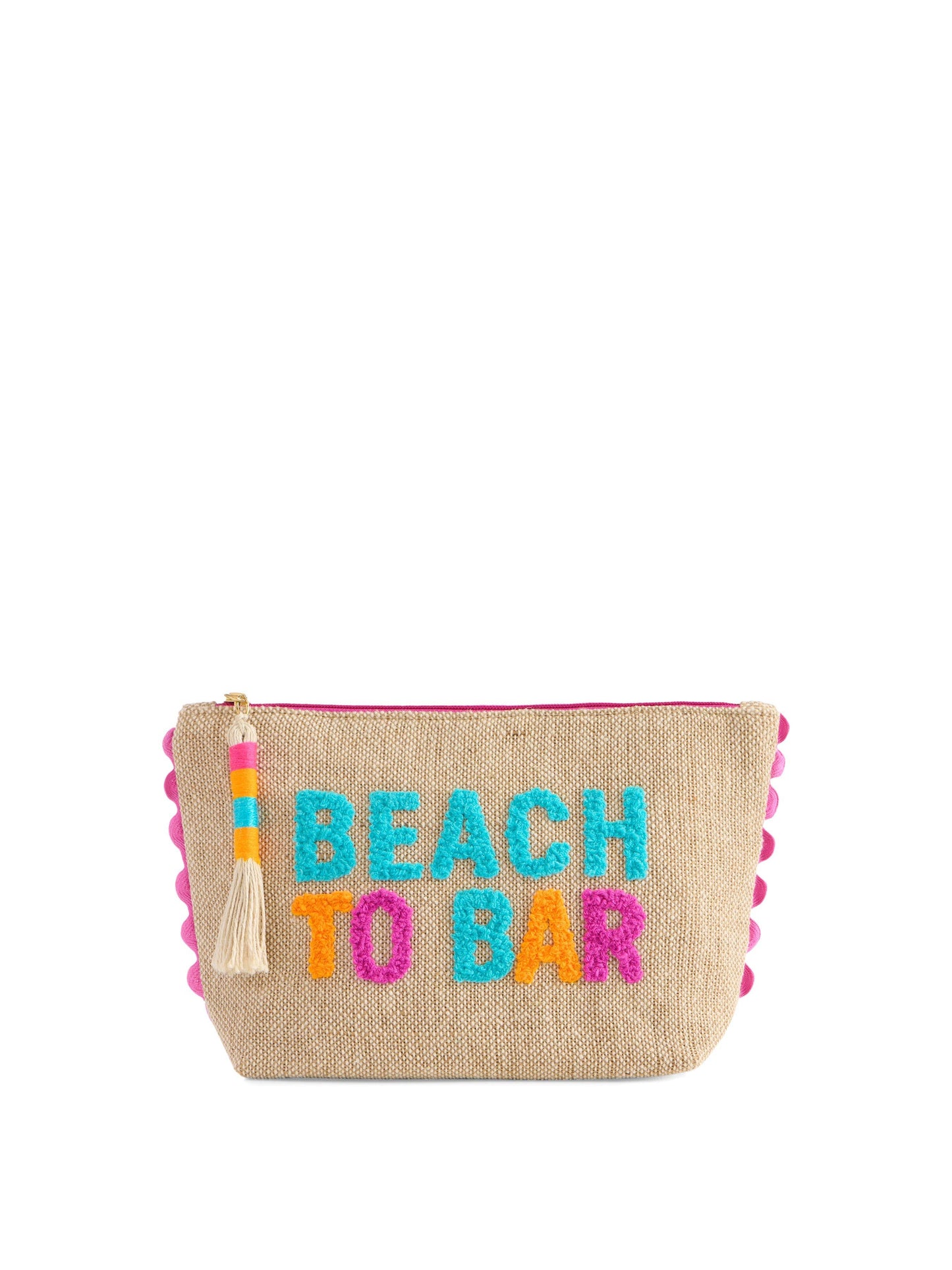 "BEACH TO BAR" ZIP POUCH,NATURAL