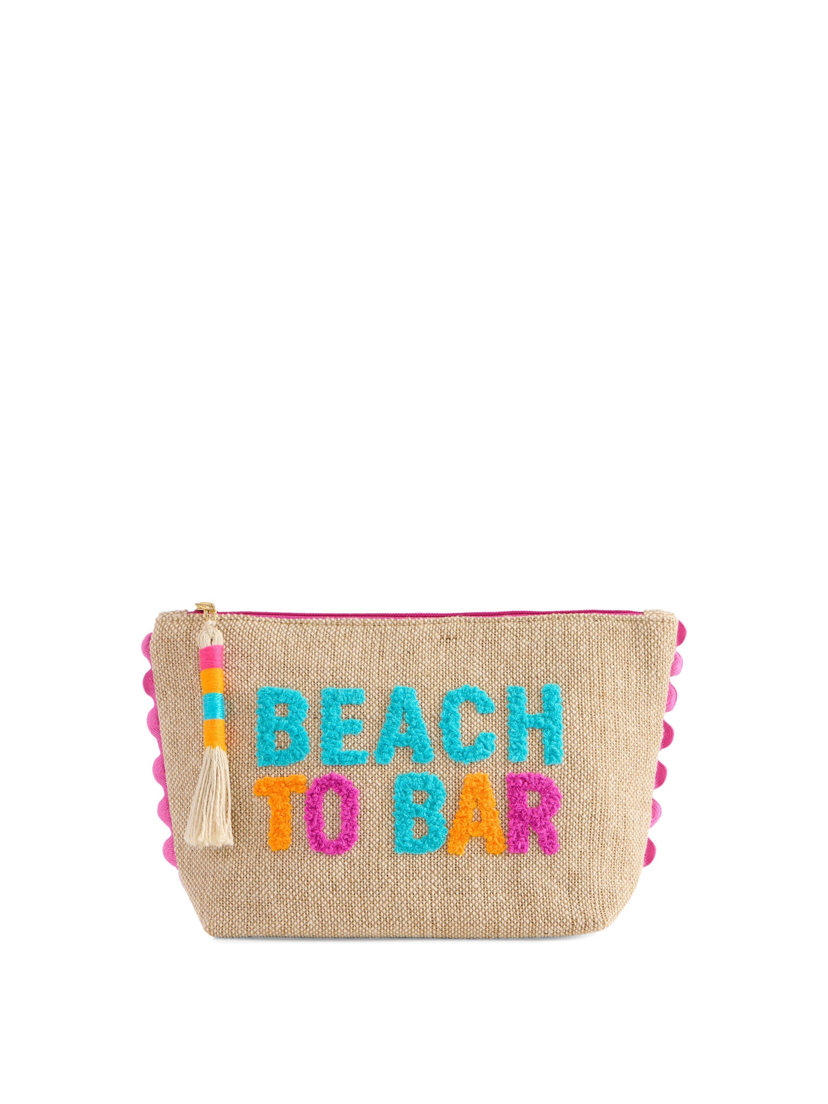 "BEACH TO BAR" ZIP POUCH,NATURAL