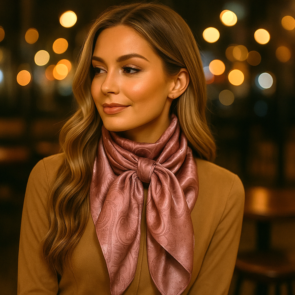35X35" Pink Jacquard Wild Rag / Scarf WR4049