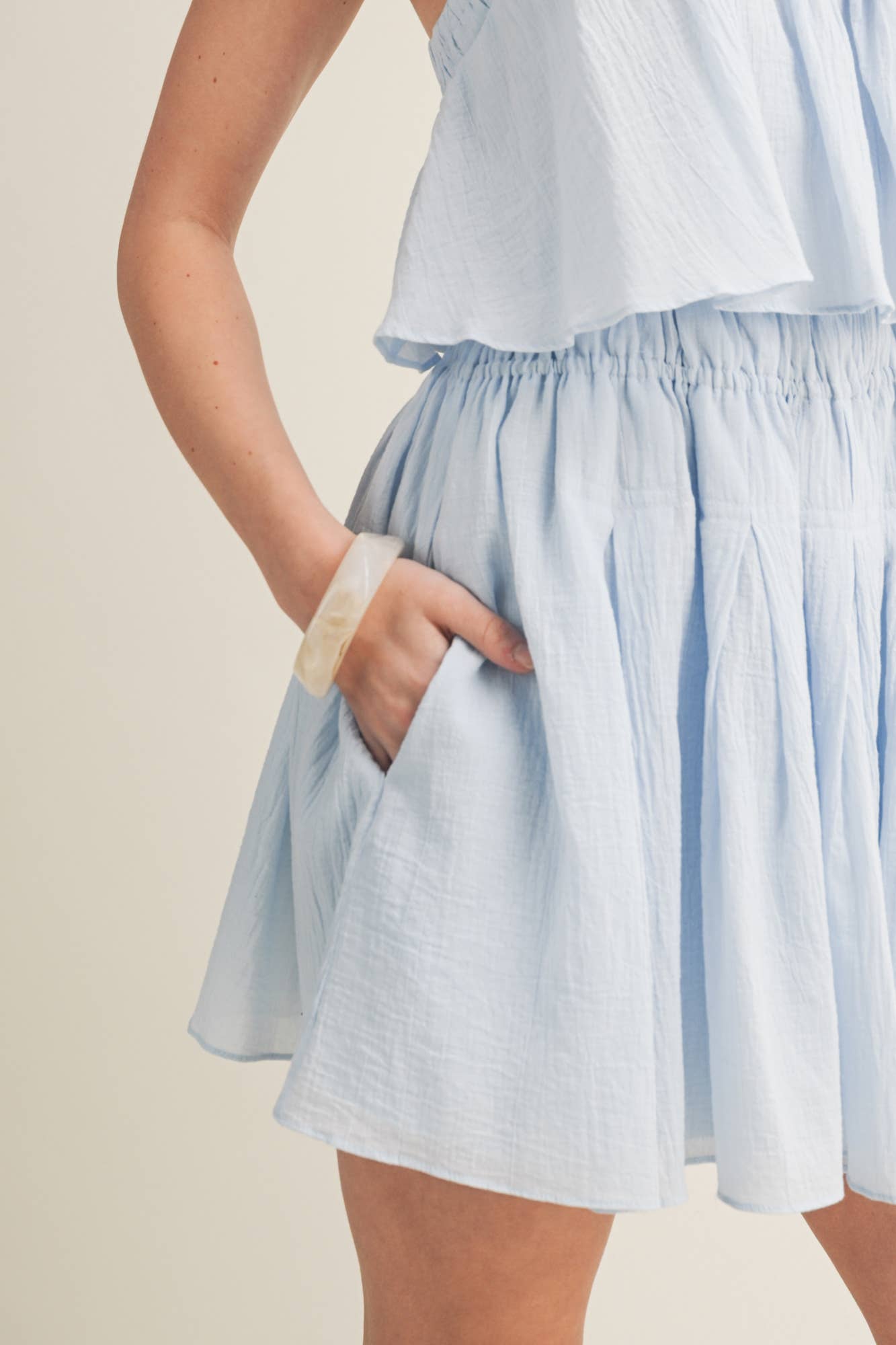 SMOCKED WAIST CAMI MINI DRESS
