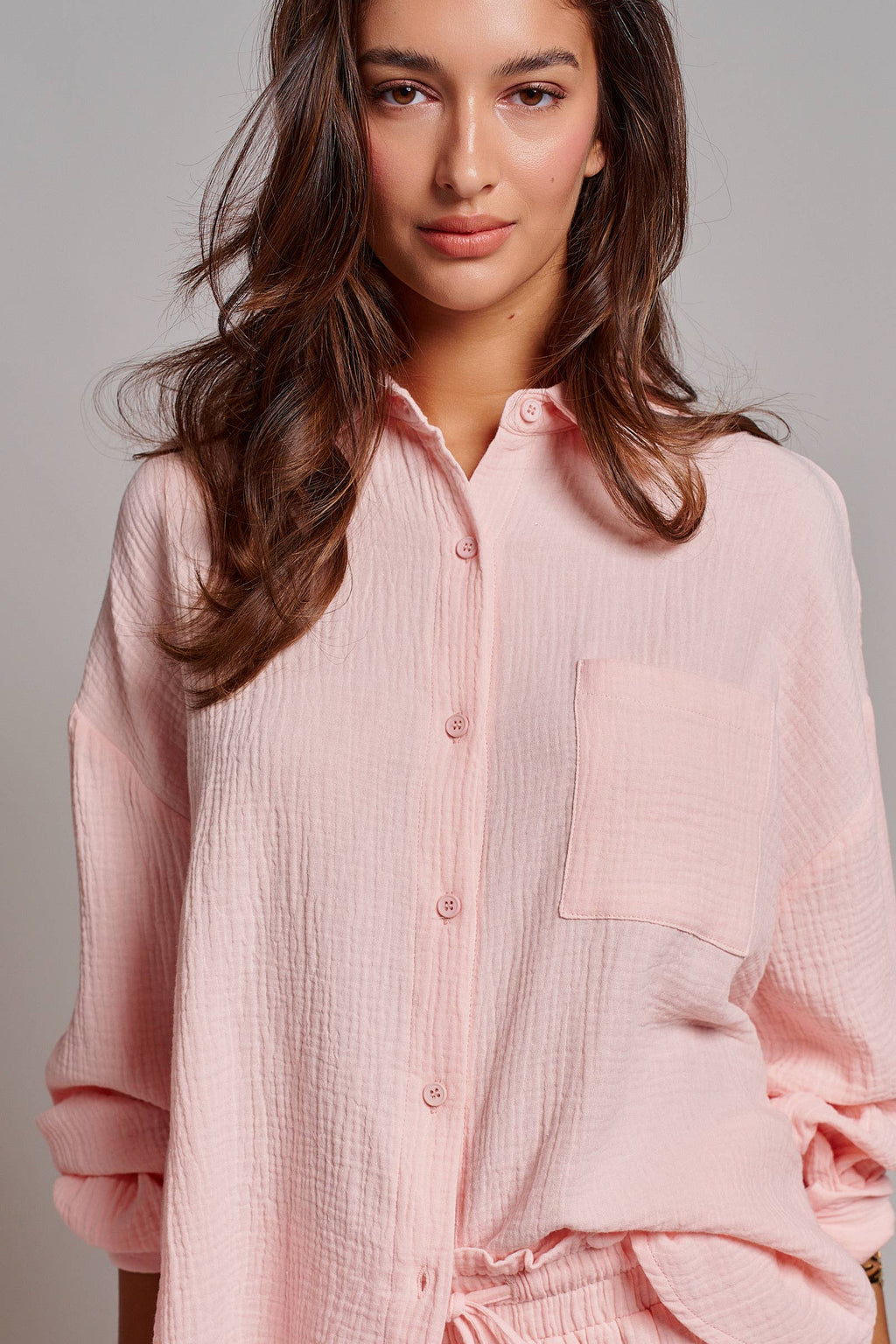 Crinkle Cotton Gauze Resort Button-Up Set