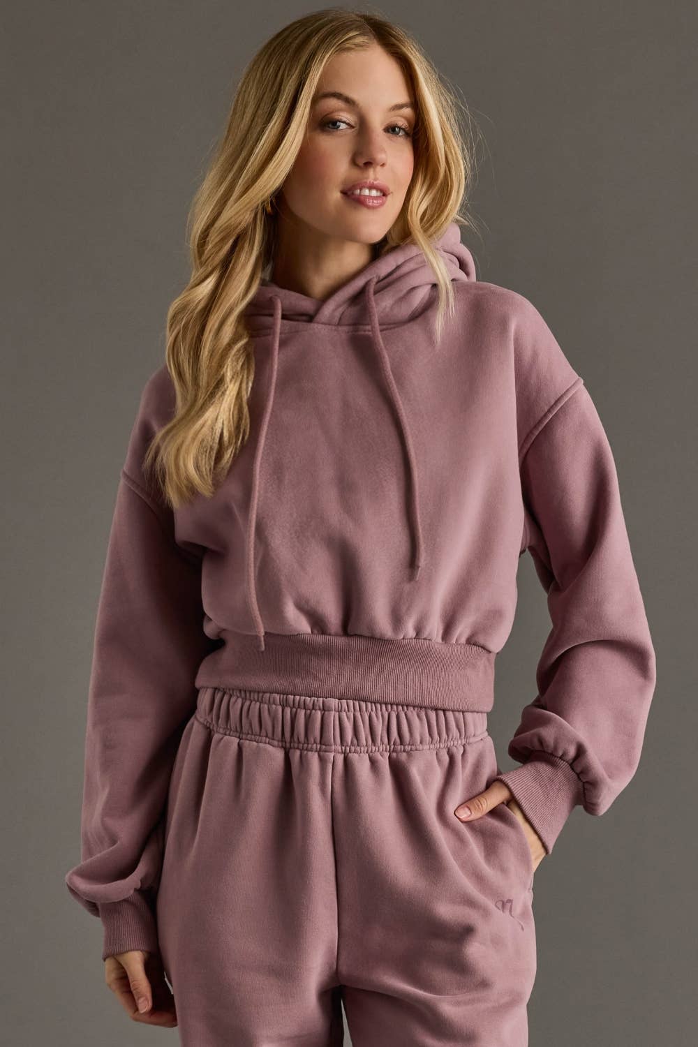 Dusty Purple Panache Cropped Hooded Sweatshirt