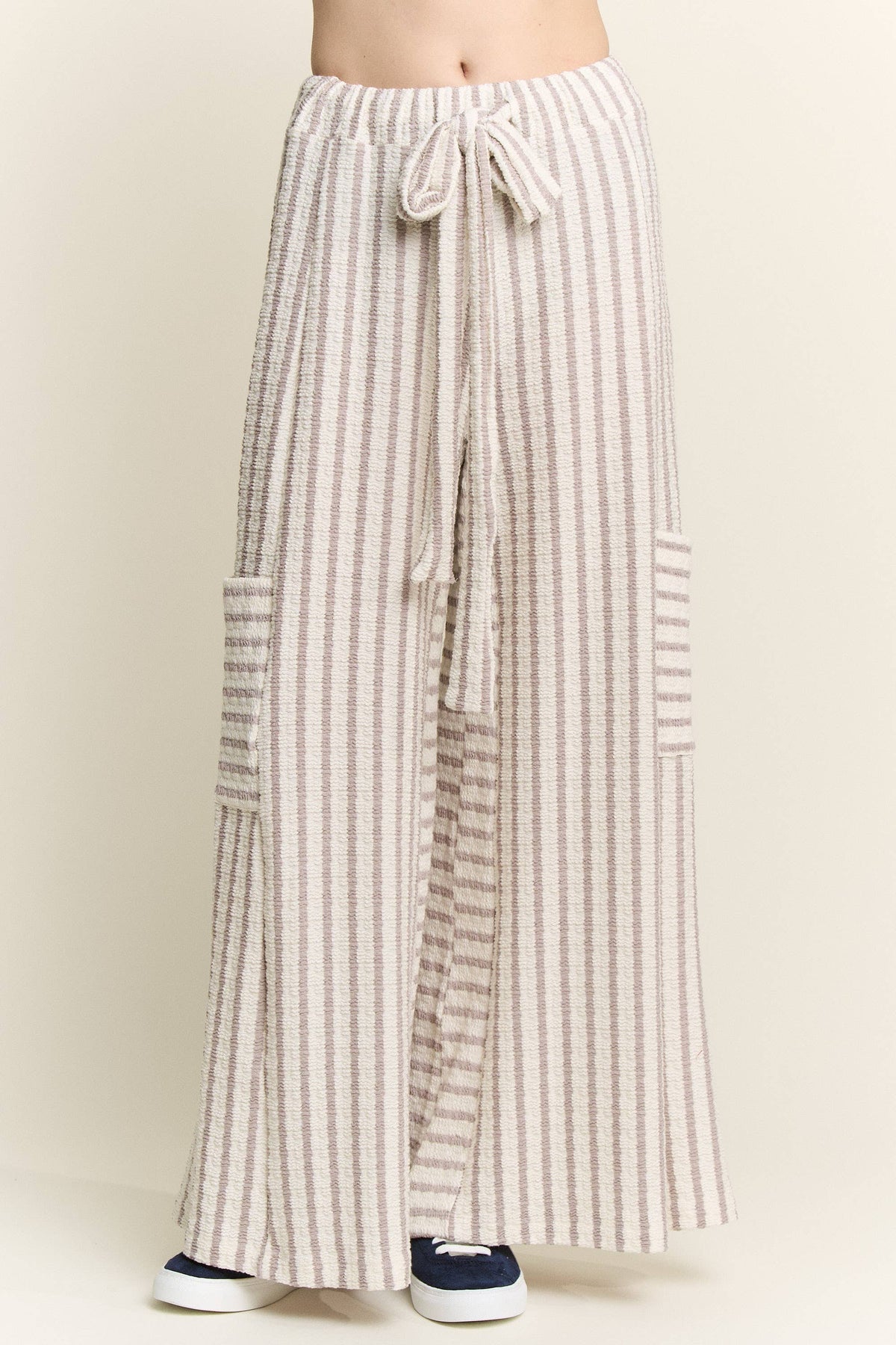 STRIPE WIDE LEG PANTS CREAM EDITION