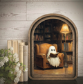 Arch Frame Art Ghost Book Library | Moody Wood & Canvas