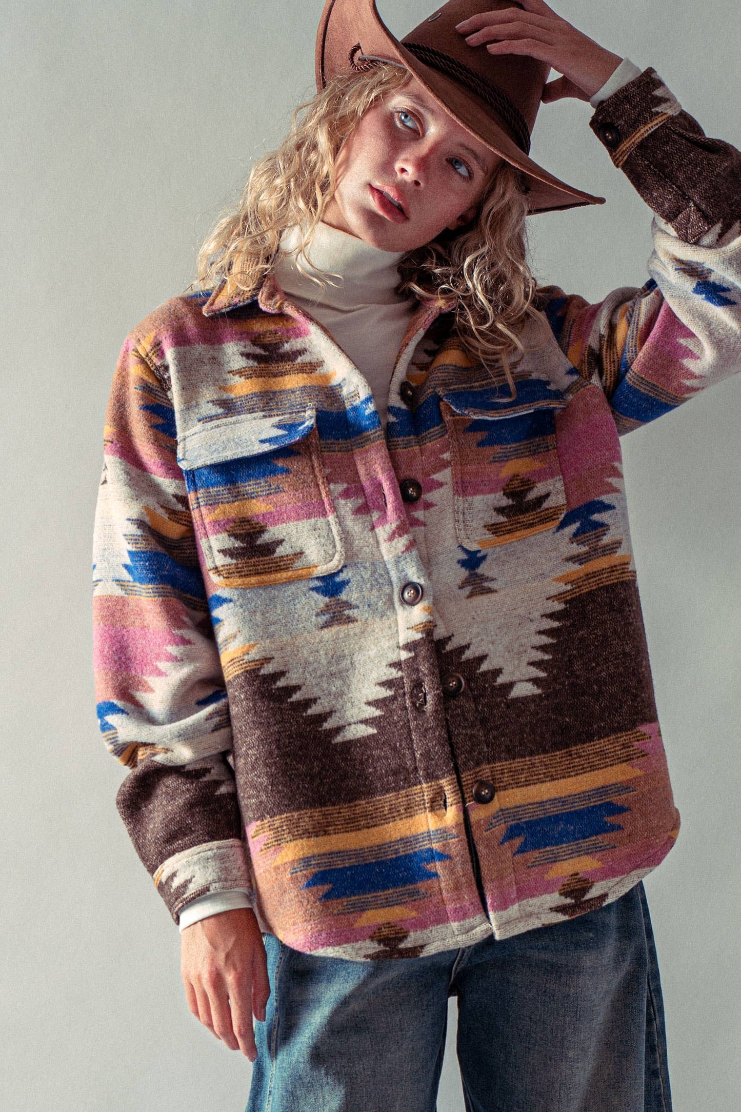 Aztec Print Jacket – Western-Inspired, Relaxed Fit