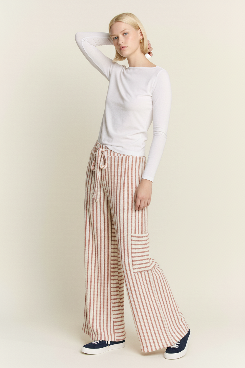 STRIPE WIDE LEG PANTS CREAM EDITION