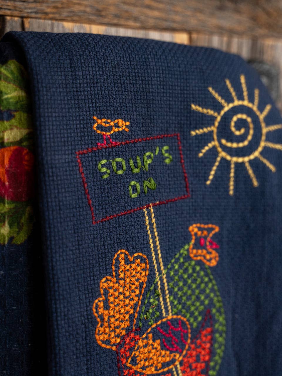 Hungry Hen Embroidered Tea Towel Set of 2 - Multi