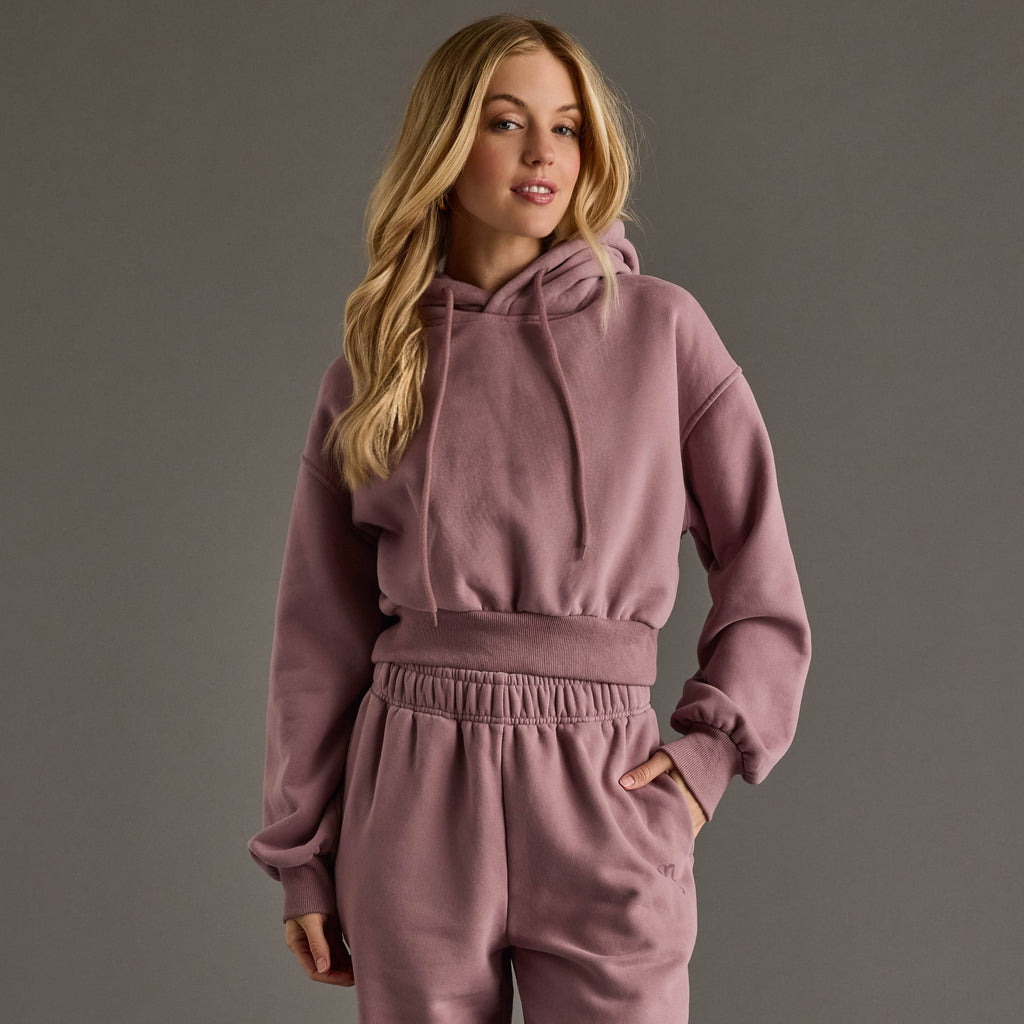 Dusty Purple Panache Cropped Hooded Sweatshirt