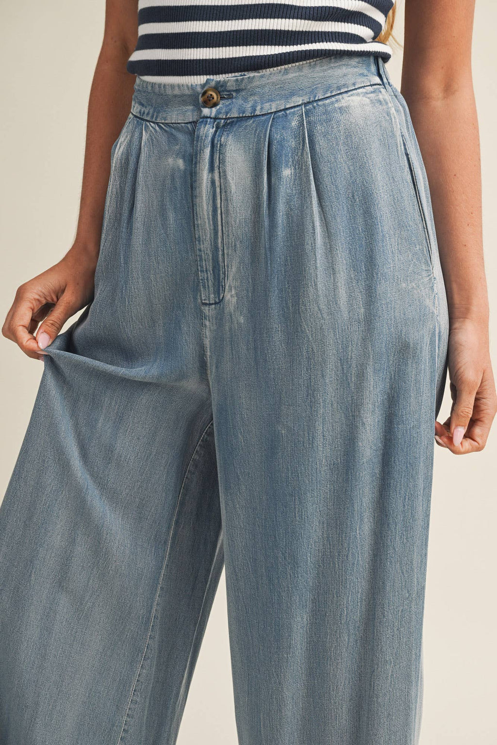 DENIM WIDE LEG PANTS