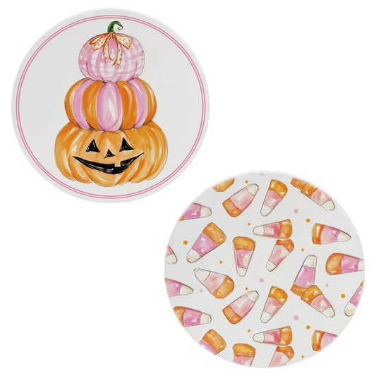 Pink Candy Corn Cerammic Coasters S/12 Rosanne Beck Fall
