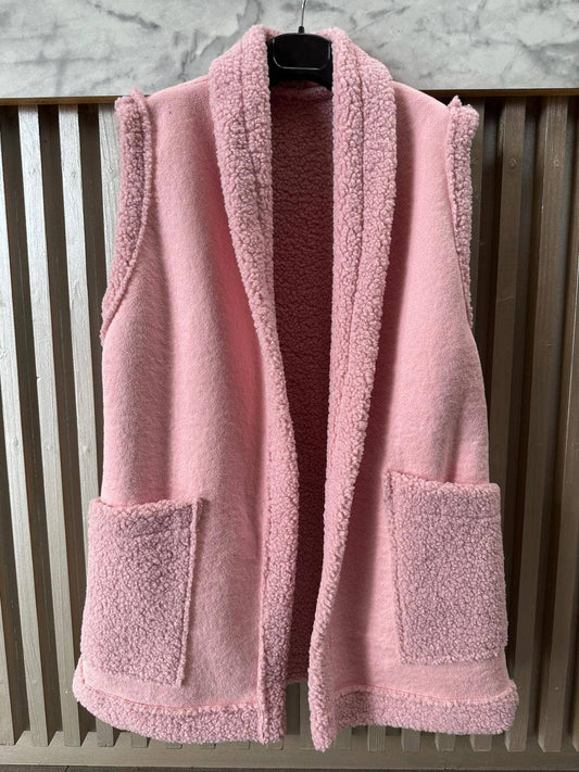 VIJAP Italian Pink One Size Plush Vest w/2 Pockets LOOWIE