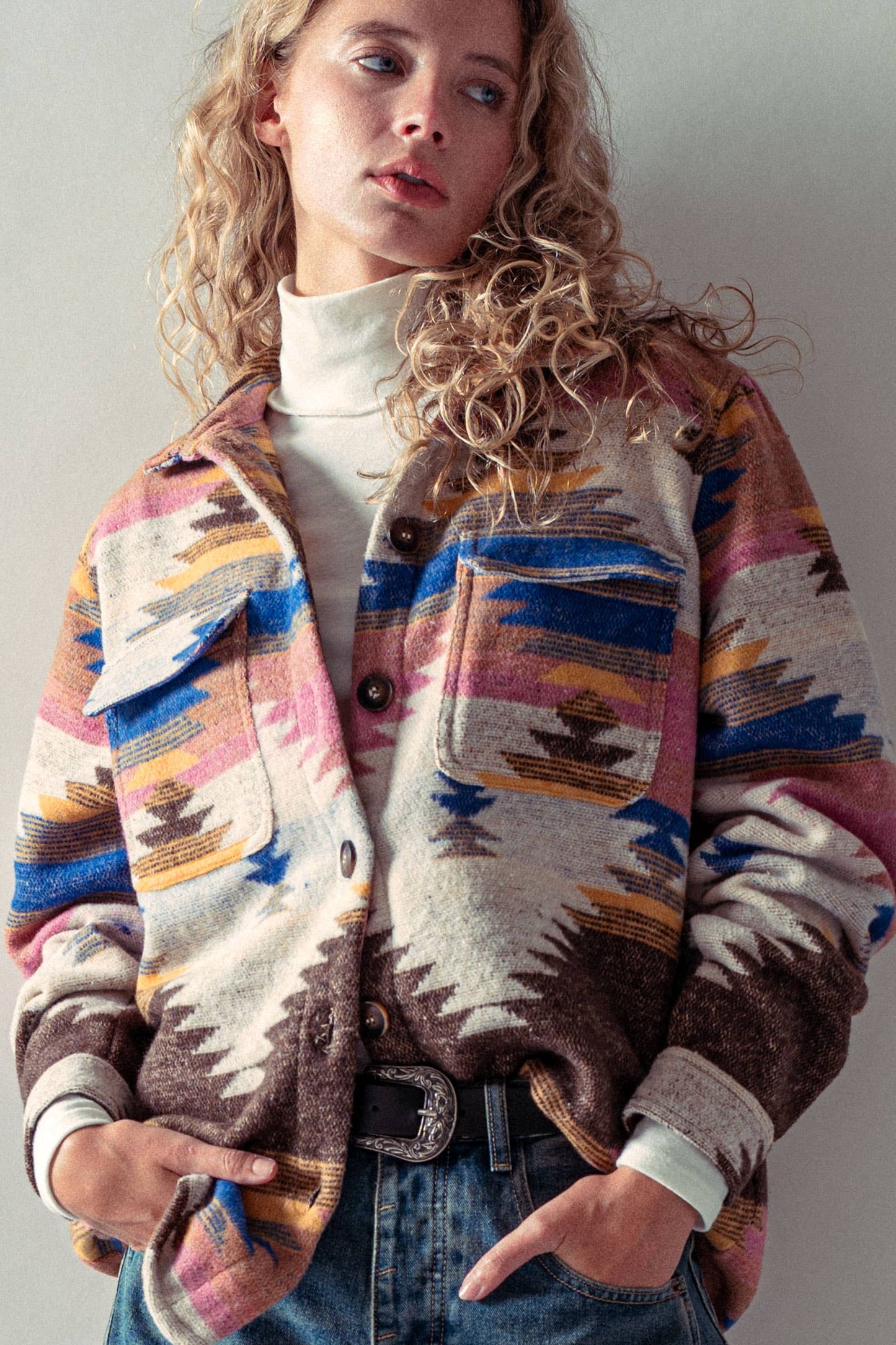Aztec Print Jacket – Western-Inspired, Relaxed Fit