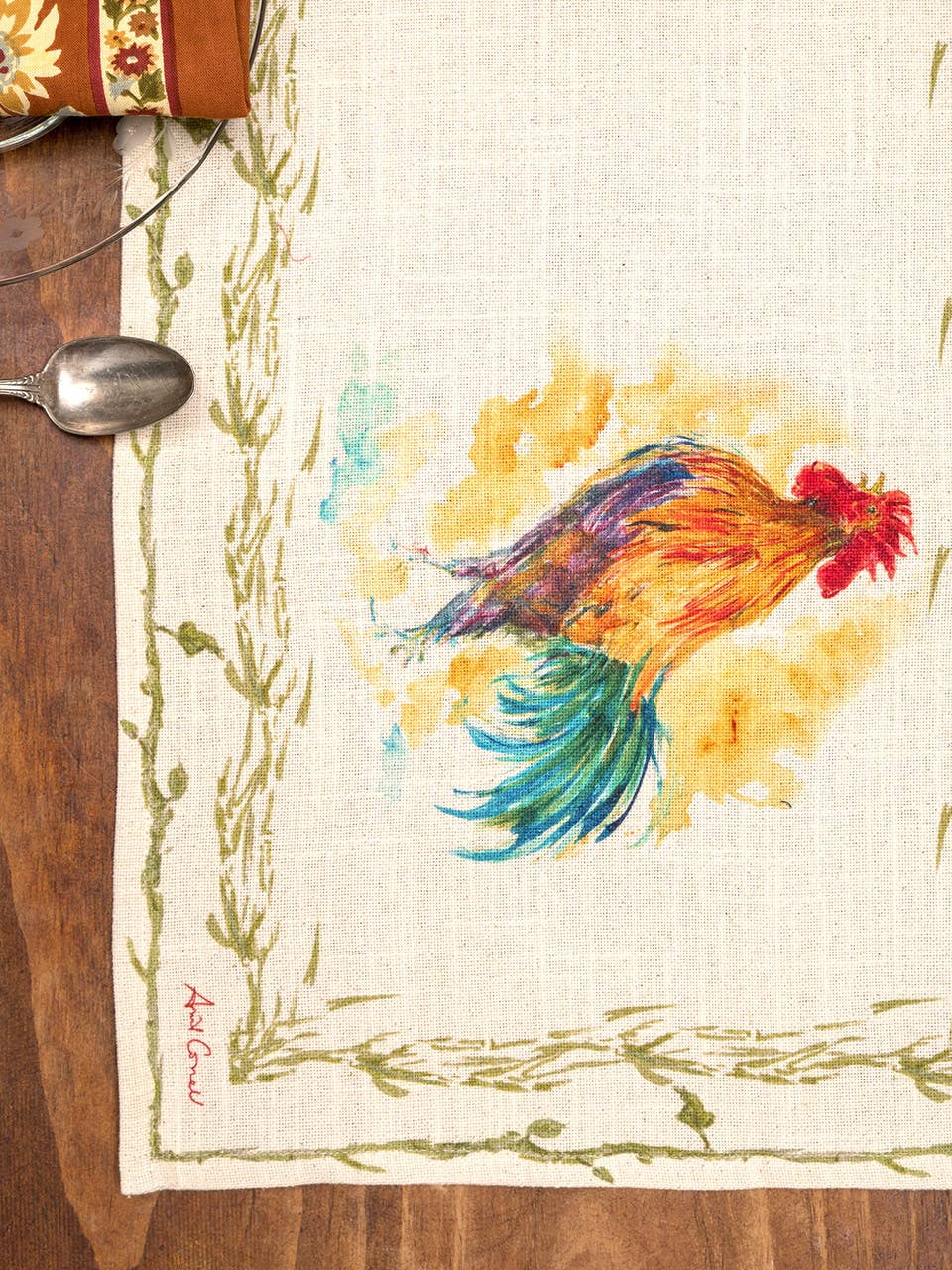 Rooster Watercolor Runner - Multi