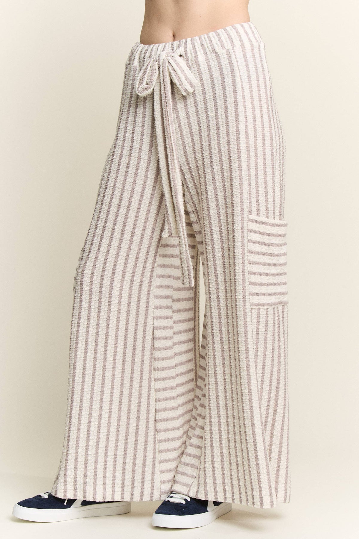 STRIPE WIDE LEG PANTS CREAM EDITION