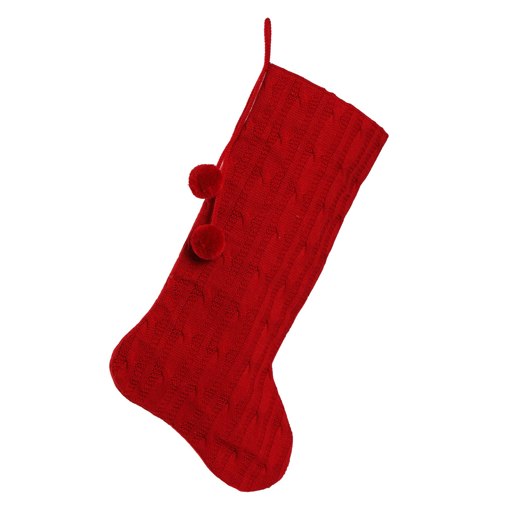 20"Sweater Knit Stocking With Pom Pom Tassel