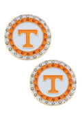 Tennessee Vols Pave Disc Stud Earrings in Orange/White