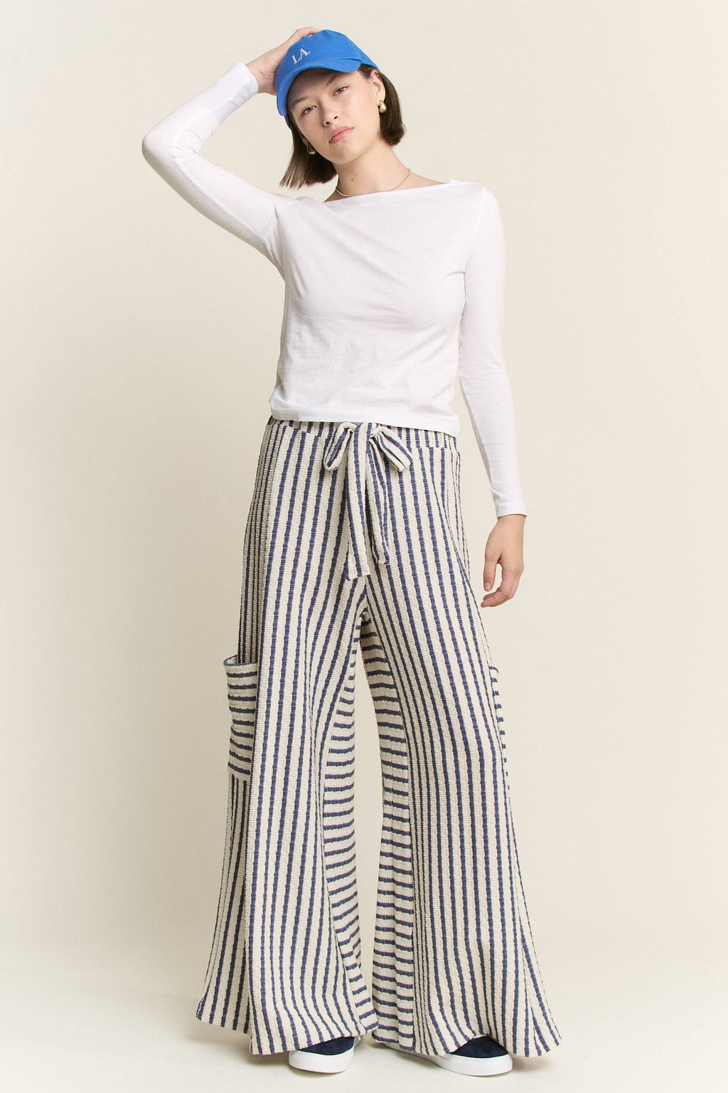 STRIPE WIDE LEG PANTS CREAM EDITION