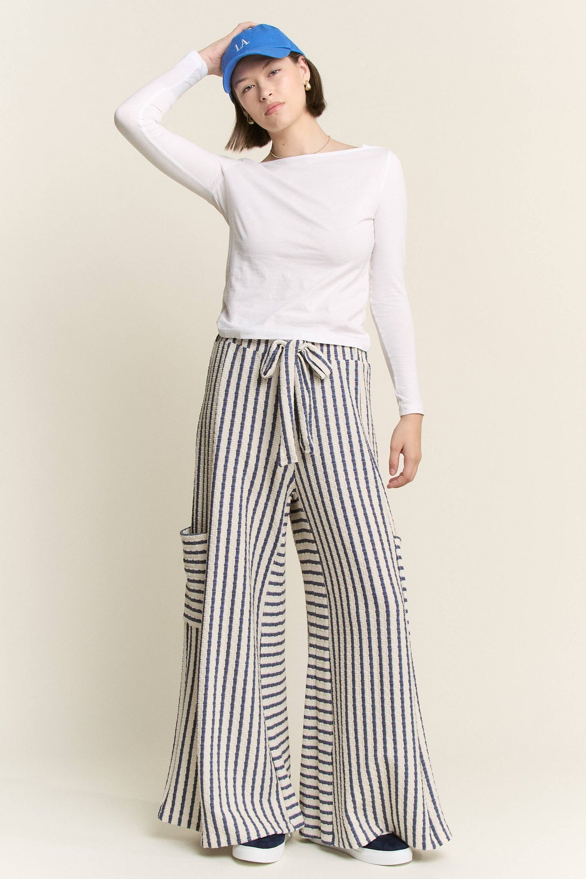 STRIPE WIDE LEG PANTS CREAM EDITION